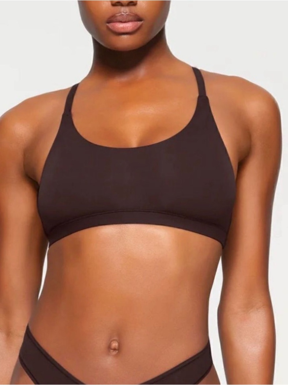 Nwot Skims Fits Everybody Racerback Stretch Bralette in Dark Brown Espresso XS